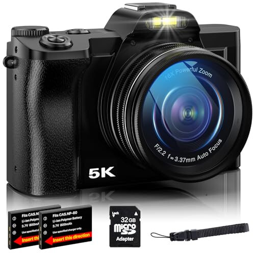 5K Dijital Kamera WiFi Otomatik Odaklama Vlogging Kamerası YouTube İçin 48MP Kamera Fotoğrafçılık ve Video İçin, 3.5