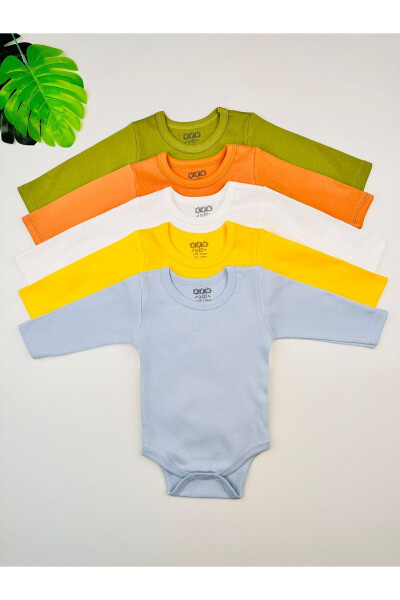 5'li %100 Paxta Penye Uzun Yengli Unisex Chaqaloq Bodisi - EFU BABY (1)