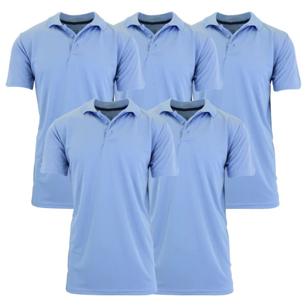 5-Pack Men's Dry Fit Moisture-Wicking Polo Shirt (S-3XL) - GALAXY BY HARVIC