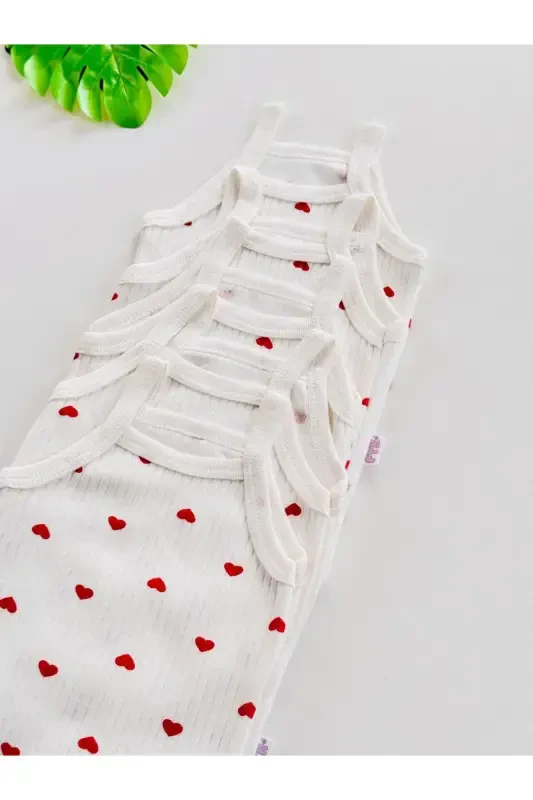 5'li Fitilli Ip Askılı Yurak Naqshli Qizaloq Body Zibun - 3