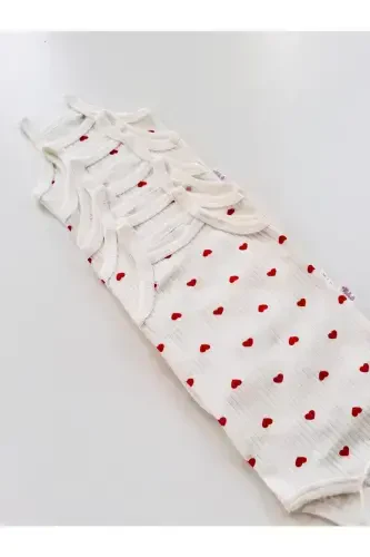 5'li Fitilli Ip Askılı Yurak Naqshli Qizaloq Body Zibun - 4