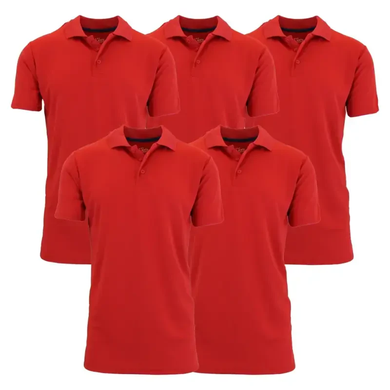 5-Pack Men's Dry Fit Moisture-Wicking Polo Shirt (S-3XL)- - 1