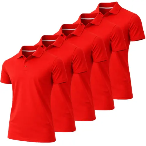 5-Pack Men's Dry Fit Moisture-Wicking Polo Shirt (S-3XL)- - 1