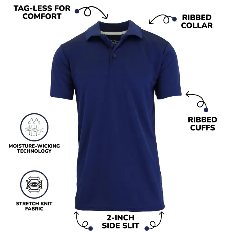 5-Pack Men's Dry Fit Moisture-Wicking Polo Shirt (S-3XL)- - 2
