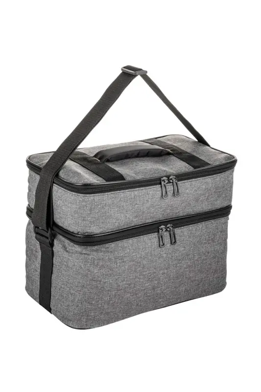 5'li Yaz Seti Soğutucu Termos Kamp Piknik Sıcak Ve Soğuk Tutan Askılı Yalıtımlı Termal Çanta Buzluk-Gri Desenli - 2