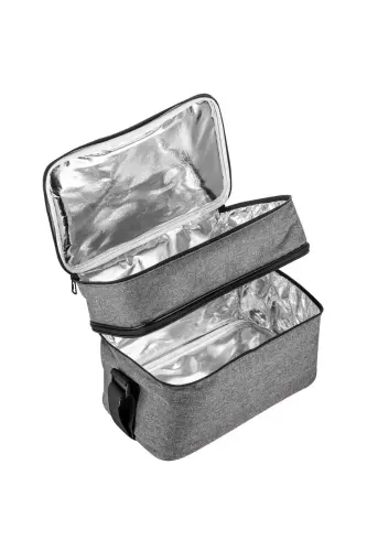 5'li Yaz Seti Soğutucu Termos Kamp Piknik Sıcak Ve Soğuk Tutan Askılı Yalıtımlı Termal Çanta Buzluk-Gri Desenli - 3