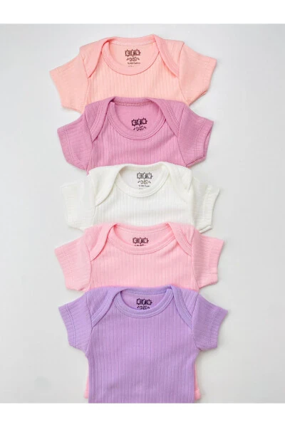 5'lik %100 Paxta Hisobotli Qisqa Yengli Chaqaloq Bodysi Zıbı - EFU BABY (1)