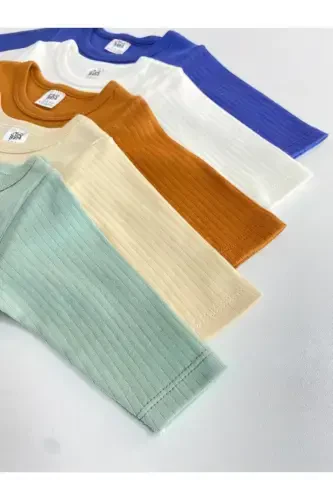 5'lik 100% Paxta Hisobotli Uzun Qisma Chaqaloq Atlet Zıb - 5