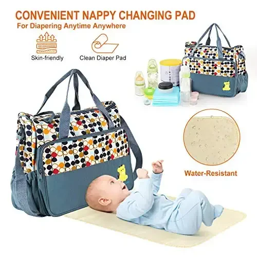 5PCS Diaper Bag Tote Set - Baby Bags for Mom (Gray) - 6
