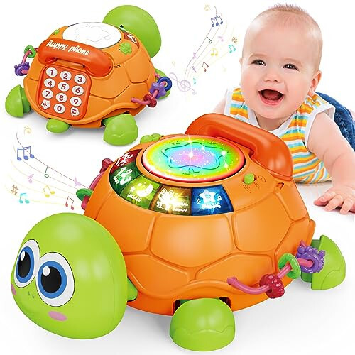Baby Toys 6 to 12 Months, Musical Turtle Crawling Baby Toys for 12-18 Month, Early Learning Educational Toy with Light & Sound, Birthday Toy for Infant Toddler Boy Girl 7 8 9 10 11 month 1-2 Year Old - Baby