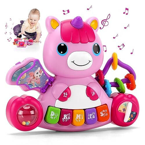 6-12 Aylık Bebek Kız Oyuncakları, Unicorn Bebek Piyano Müzikli Işık Bebek Oyuncakları 6 9 12 18 Aylık - Bebek Bebek Müzik Oyuncakları Erken Eğitim 1 Yaşındaki Kızlar İçin Doğum Günü Hediyesi Mor - 3