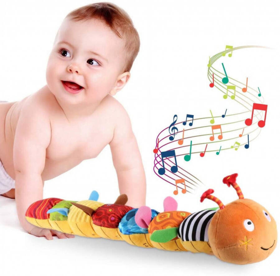 Baby Toys 6-12 Months, Musical Caterpillar Infant Toy with Multi-Sensory Crinkle, Rattle and Textures, Learning Activity Toys Gifts for Newborn 1 2 Year Old Boys Girls-MULTI-COLOR1 - 1