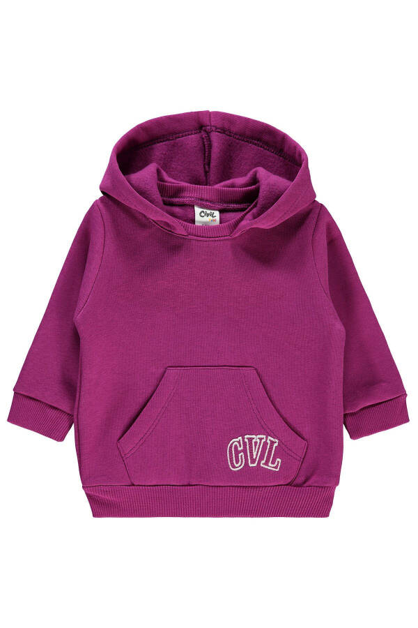 6-18 ay kız bebek kapüşonlu sweatshirt (mor) - 1