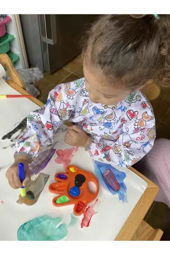 6-24 мес, Family, Водонепроницаемый, С карманом, Машинная стирка, На липучке, Детский нагрудник с длинными рукавами - 4