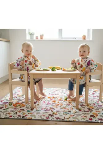 6-24 months, Zoo, Waterproof, Machine Washable, Pocketed, Velcro Long Sleeve Baby Bib - 1