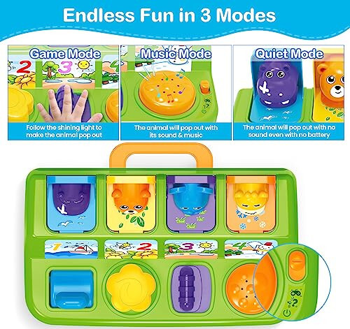 Ellinjan Musical Pop-Up Cause and Effect Toys with Light & Music for 1-3 Year Olds, Baby Interactive Toy with Animal Sounds, Ideal Gifts for Babies Boys Girls - 3