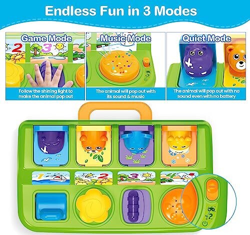 Ellinjan Musical Pop-Up Cause and Effect Toys with Light & Music for 1-3 Year Olds, Baby Interactive Toy with Animal Sounds, Ideal Gifts for Babies Boys Girls - 3