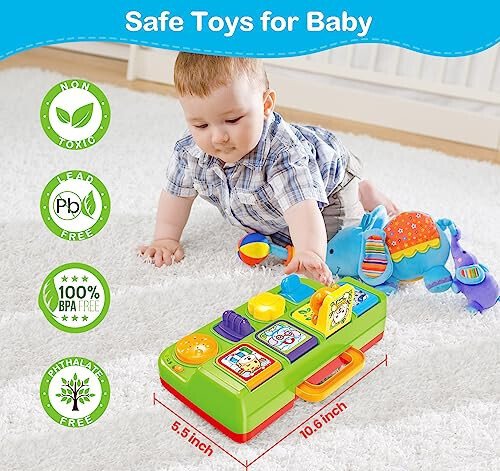 Ellinjan Musical Pop-Up Cause and Effect Toys with Light & Music for 1-3 Year Olds, Baby Interactive Toy with Animal Sounds, Ideal Gifts for Babies Boys Girls - 5