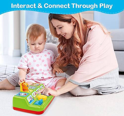 Ellinjan Musical Pop-Up Cause and Effect Toys with Light & Music for 1-3 Year Olds, Baby Interactive Toy with Animal Sounds, Ideal Gifts for Babies Boys Girls - 6