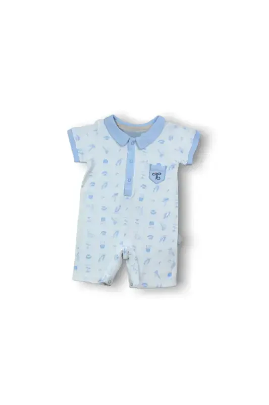 6-9 9-12 12-18 Month Galaxy Print Snap Fastening Short Sleeve Baby Boy Romper - 1