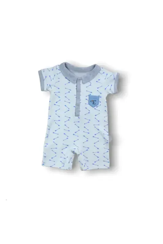 6-9 9-12 12-18 Month Galaxy Print Snap Fastening Short Sleeve Baby Boy Romper - 1