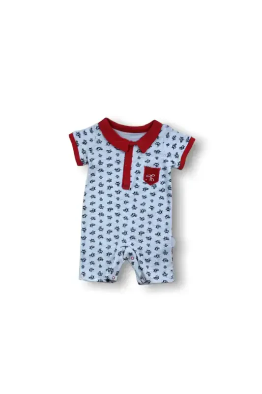 6-9 9-12 12-18 Months Galaxy Printed Snap Baby Boy Romper - GENEL MARKALAR
