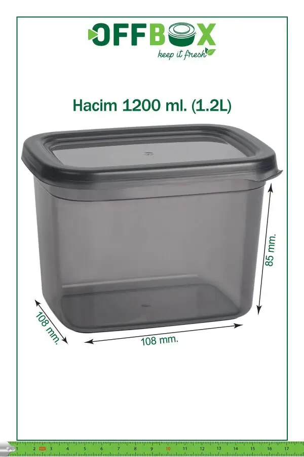 6 Adet 12 Parça 1,2 Litre Dikdörtgen Erzak Bakliyat Saklama Kabı Seti 20 Etiket Hediyeli-ANTRASİT - 13