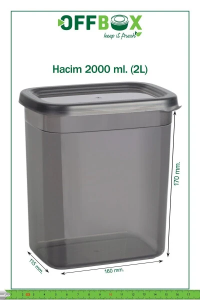 6 Adet 12 Parça Dikdörtgen 2 Litre Erzak Bakliyat Saklama Kabı Çeyiz Seti 20 Etiket Hediyeli-ANTRASİT - 20