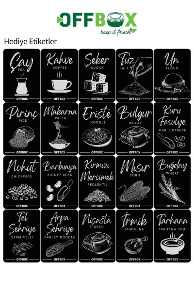 6 Adet 12 Parça Dikdörtgen 2 Litre Erzak Bakliyat Saklama Kabı Çeyiz Seti 20 Etiket Hediyeli-ANTRASİT - 15