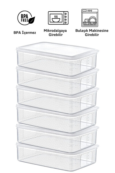 6 Adet 3,5 Litre Buzdolabı İçi Düzenleyici Saklama Kabı - Derin Dondurucu Ve Mikrodalga - 8