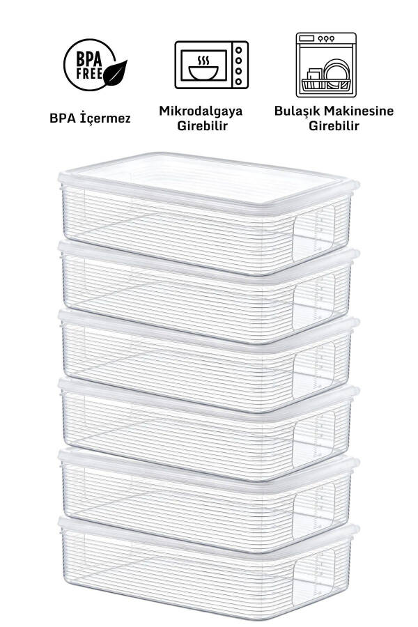 6 Adet 3,5 Litre Buzdolabı İçi Düzenleyici Saklama Kabı - Derin Dondurucu Ve Mikrodalga - 8