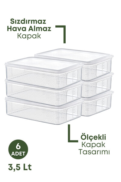 6 Adet 3,5 Litre Buzdolabı İçi Düzenleyici Saklama Kabı - Derin Dondurucu Ve Mikrodalga - 2