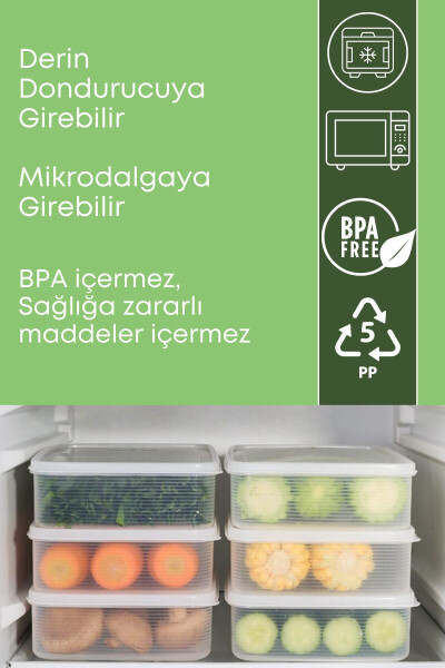 6 Adet 3,5 Litre Buzdolabı İçi Düzenleyici Saklama Kabı - Derin Dondurucu Ve Mikrodalga - 3