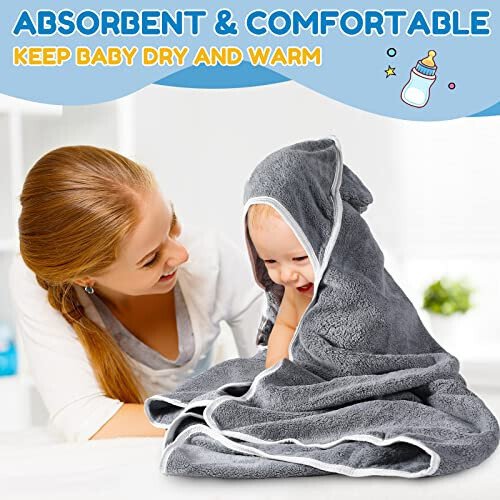 Lounsweer 6 Pieces Baby Bath Towels 30 x 30 Inch Hooded Toddler Towel Bath Blanket Absorbent Coral Fleece Hooded for Toddler Infant Newborn Shower Gift Supplies(Multicolor) - 11
