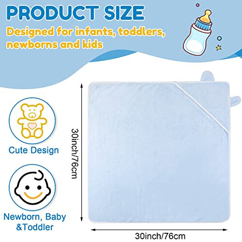 Lounsweer 6 Pieces Baby Bath Towels 30 x 30 Inch Hooded Toddler Towel Bath Blanket Absorbent Coral Fleece Hooded for Toddler Infant Newborn Shower Gift Supplies(Multicolor) - Lounsweer (1)