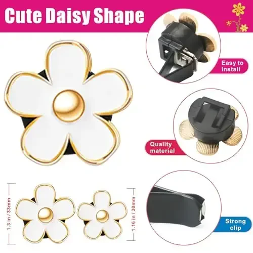 6 Pcs White Daisy Flower Air Freshener Outlet Clip Cars Conditioning Perfume Clips Charm Car Interior Decor Accessories for Women Girls Christmas Gifts - 4