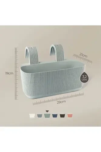 6 Adet Karasu Plastik Pera Askılı Balkon Saksısı(Plastik kelepçeli)-MAVİ - 3