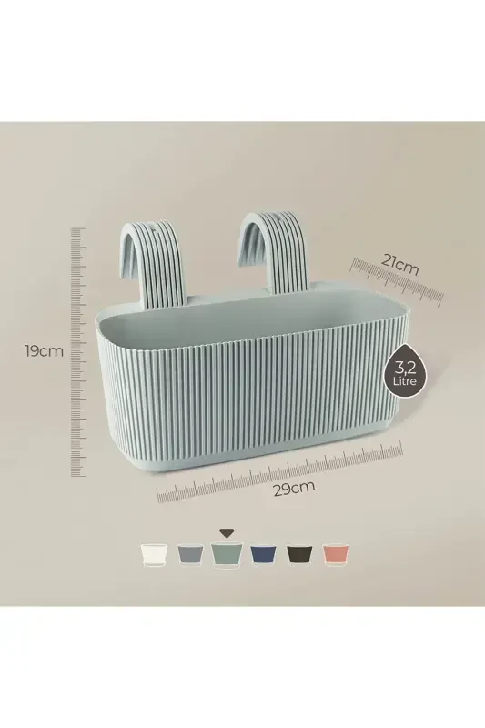 6 Adet Karasu Plastik Pera Askılı Balkon Saksısı(Plastik kelepçeli)-MAVİ - 3