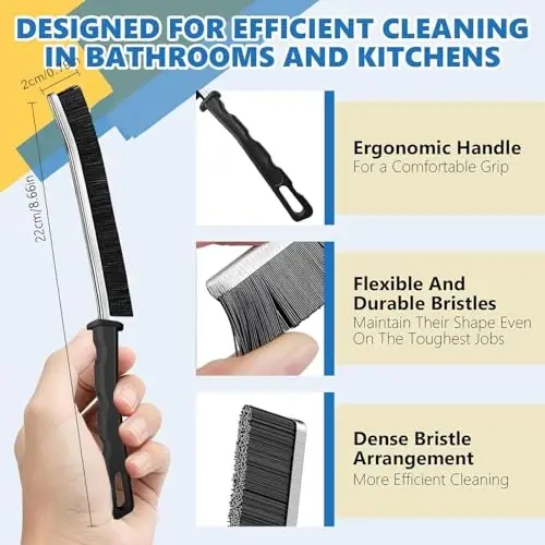 6Pcs Hard Bristle Crevice Cleaning Brush - Thin Gap, Small, Grout, Kitchen, Toilet, Bathroom, Sink, Window Cleaning Tools - 4