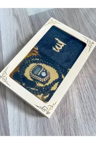 6 Adet Sovg'a Qutili Yosin Juz Tesbih Va Toshli Zikr Matik To'plamimiz-Qora - 3