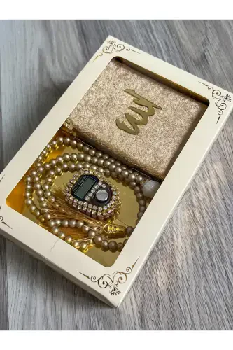 6 Adet Sovg'a Sepligi Qutili Yosin Juz Tesbih Va Toshli Zikr Tasbehlar To'plamimiz-Tilla - 3