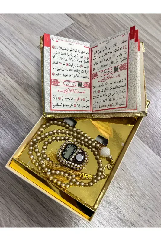 6 Adet Sovg'a Sepligi Qutili Yosin Juz Tesbih Va Toshli Zikr Tasbehlar To'plamimiz-Tilla - 4