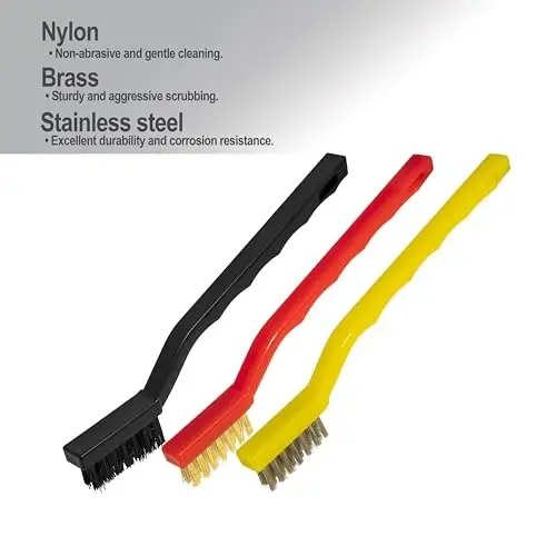 6Pcs Wire Brush Set, Stainless Steel/ Brass/ Nylon Bristle Brushes for Cleaning Rust, Scratch Wire Brushes for Cleaning Welding Slag, Paint and Dirt Removal - 3