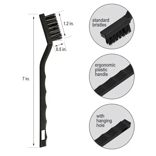 6Pcs Wire Brush Set, Stainless Steel/ Brass/ Nylon Bristle Brushes for Cleaning Rust, Scratch Wire Brushes for Cleaning Welding Slag, Paint and Dirt Removal - 4