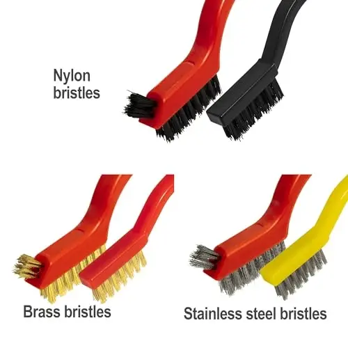 6Pcs Wire Brush Set, Stainless Steel/ Brass/ Nylon Bristle Brushes for Cleaning Rust, Scratch Wire Brushes for Cleaning Welding Slag, Paint and Dirt Removal - 5