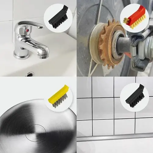 6Pcs Wire Brush Set, Stainless Steel/ Brass/ Nylon Bristle Brushes for Cleaning Rust, Scratch Wire Brushes for Cleaning Welding Slag, Paint and Dirt Removal - 6