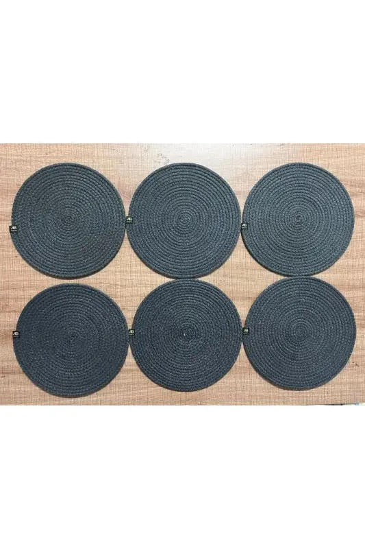6 Anthracite Color Handmade Placemats Stain Resistant American Service - Anthracite - 2