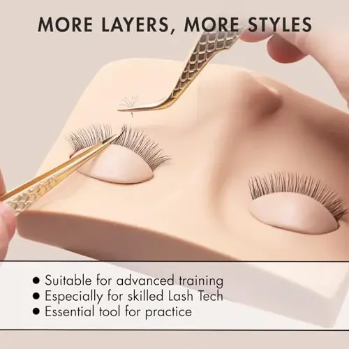 6 Pairs of Embagol Double-layer Replacement Eyelids Replaced Eyelids for Lash Extension Practice Lash Mannequin Head Training for Beginners - 3