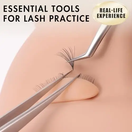 6 Pairs of Embagol Multifunction Replaced Eyelids Makeup for Training Head Removable Realistic Eyelids Eyelash Training - 3