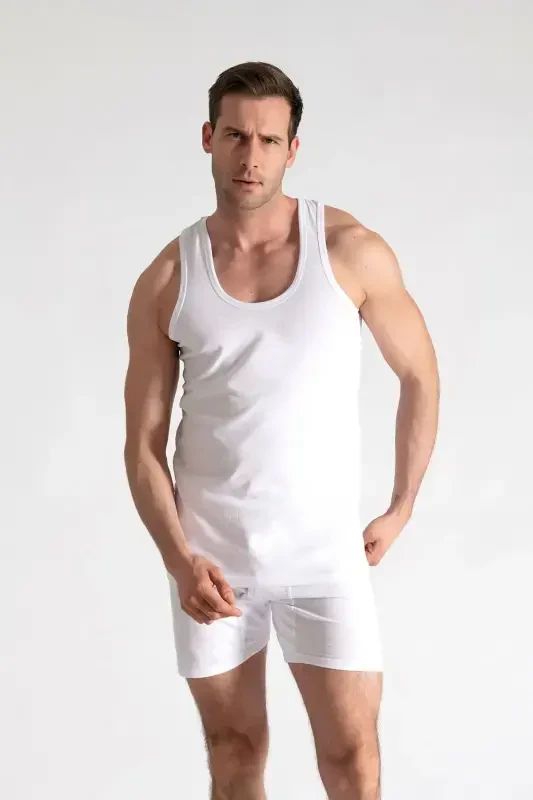 6 dona 100% paxta erkaklar oq-oq rangli tank top maxsus narxda - TUTKU